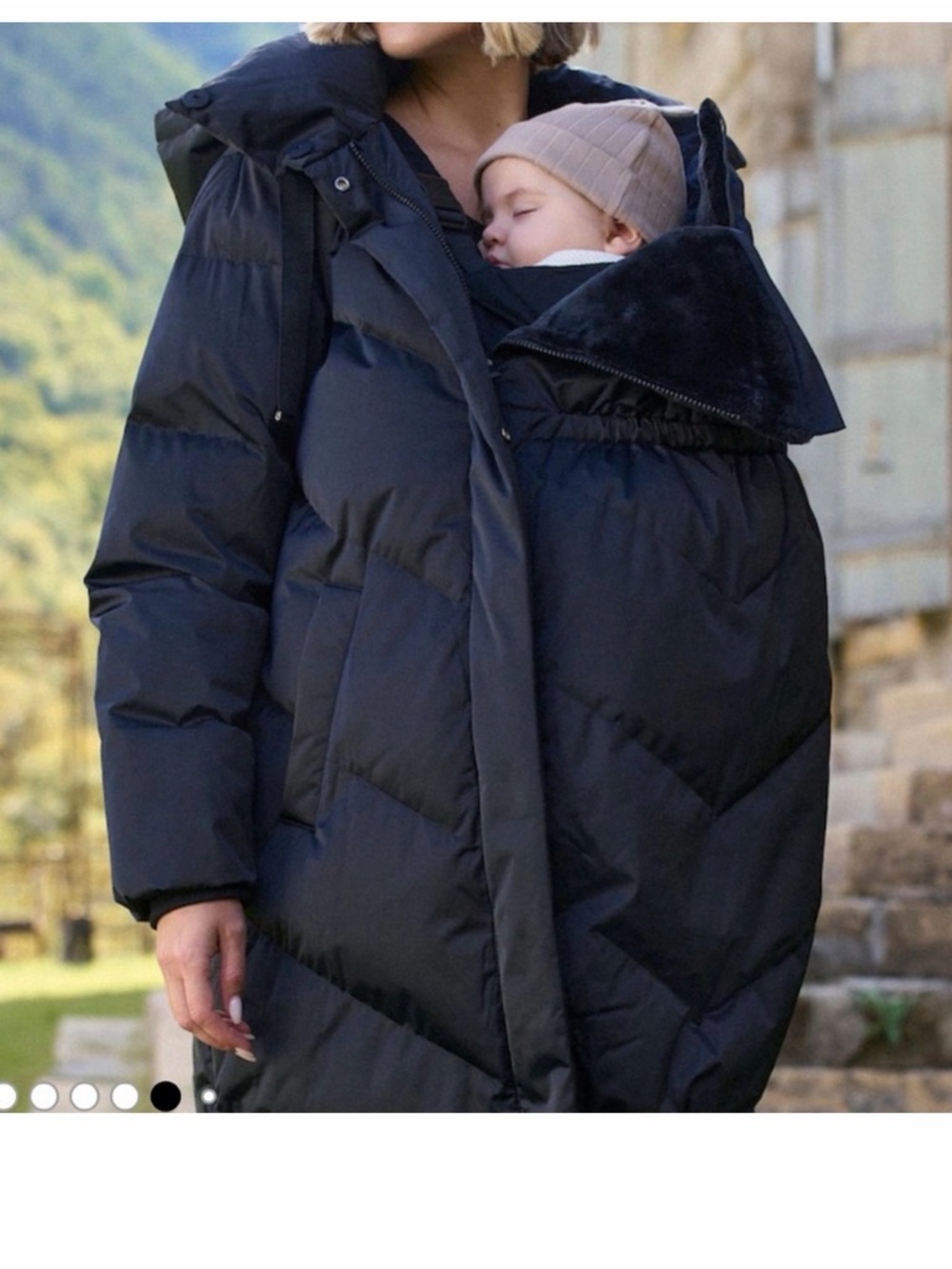 Green Seraphine Puffer Maternity and Babywearing Coat